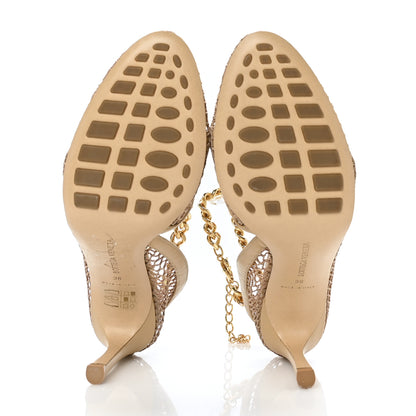 Bottega Veneta Mesh Nappa Chunky Chain Sandals 36 Beige Pony 5 of 6