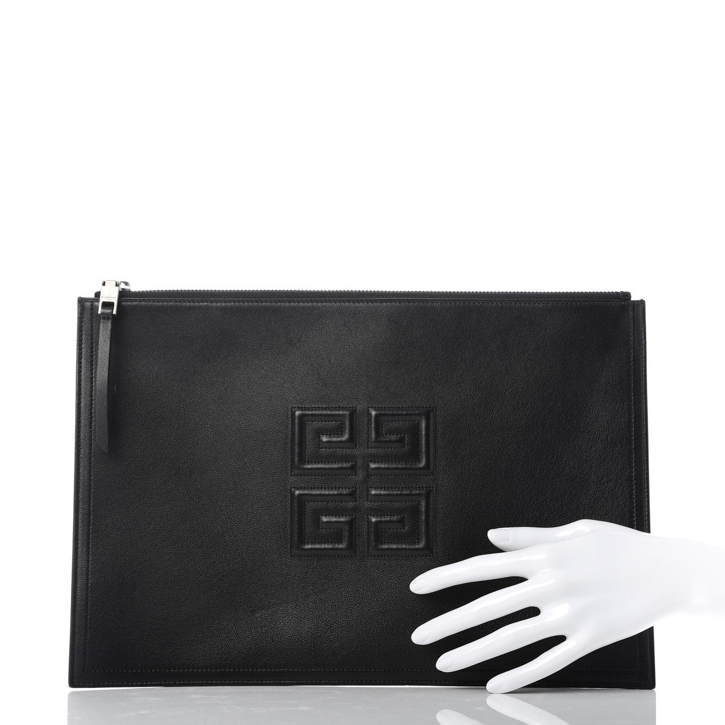 Lambskin Large Emblem Pouch Black