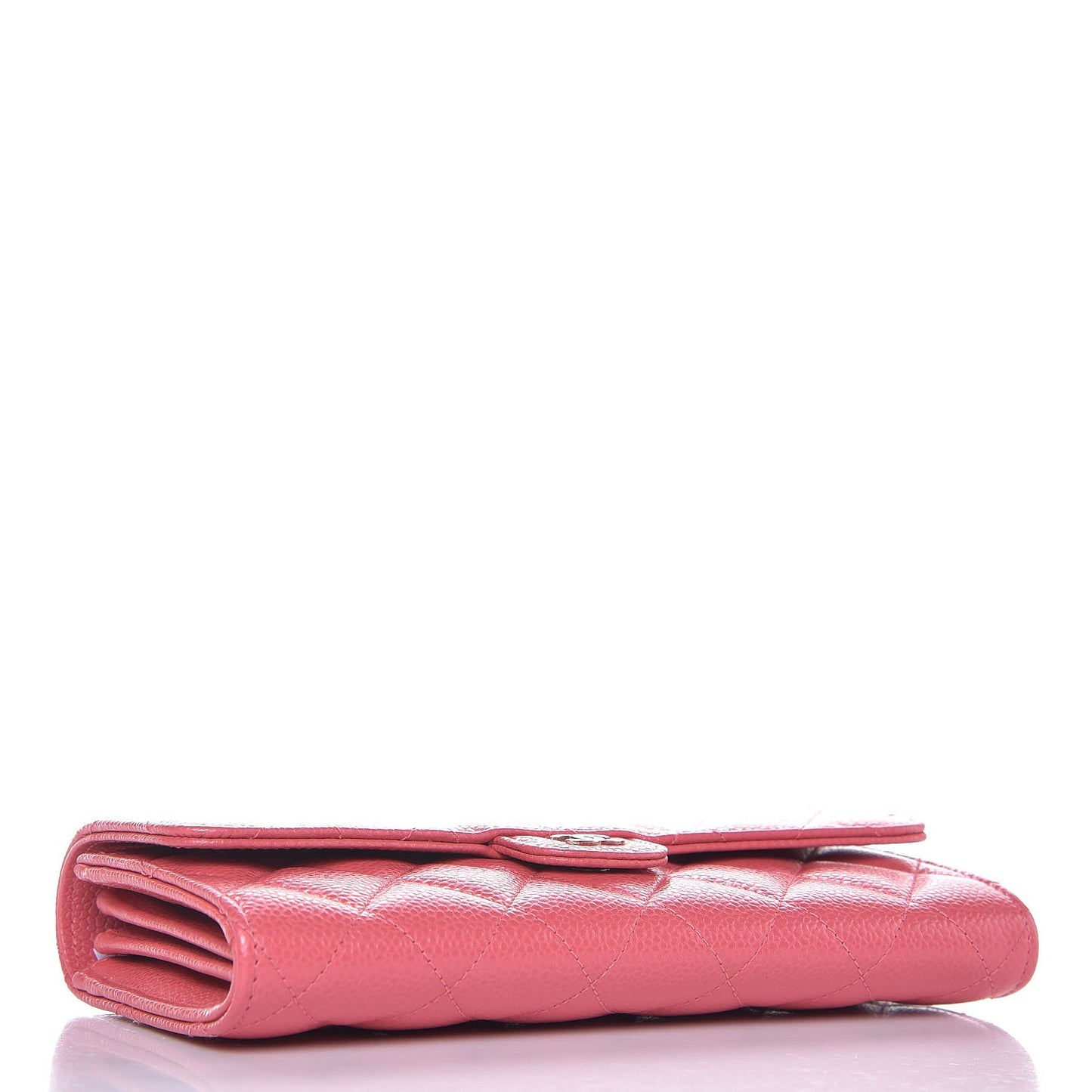 Caviar Quilted Long Flap Wallet Pink