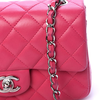 Chanel Lambskin Quilted Mini Rectangular Flap Dark Pink 16 of 17
