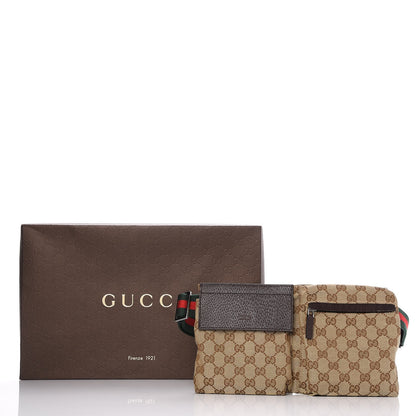 Gucci GG Monogram Web Double Pocket Belt Bag Dark Brown 9 of 9
