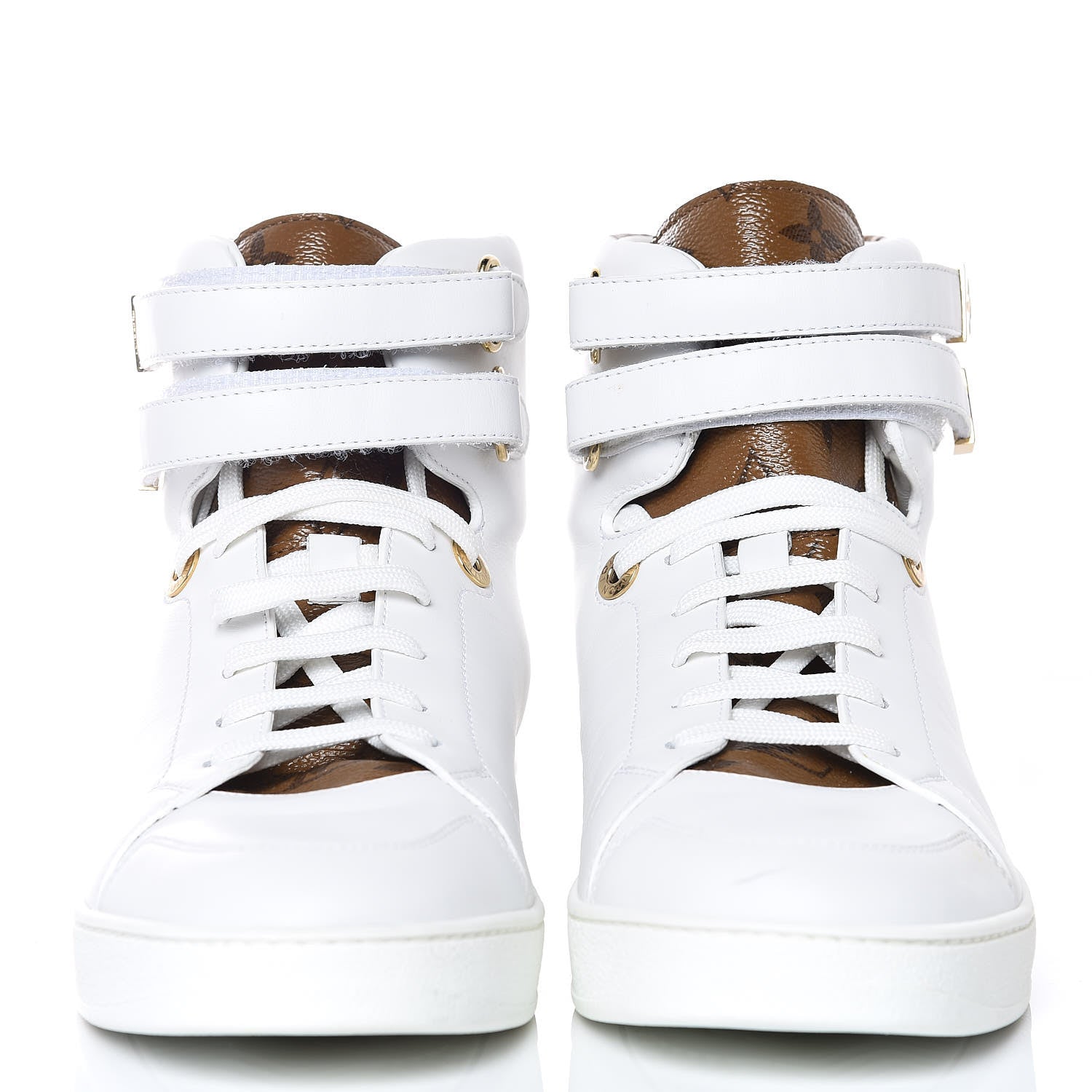 Louis Vuitton Calfskin Reverse Monogram Boombox High Top Sneakers 38 White 2 of 14