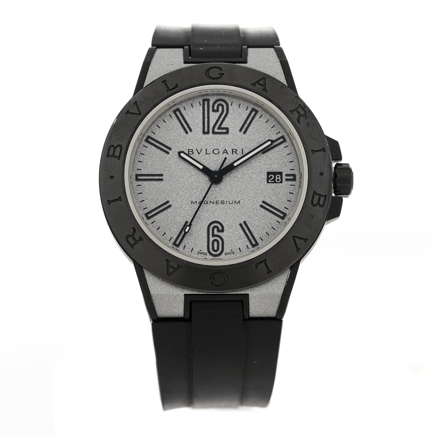 Bulgari Ceramic Rubber 41mm Diagono Magnesium Automatic Watch Silver 1 of 5