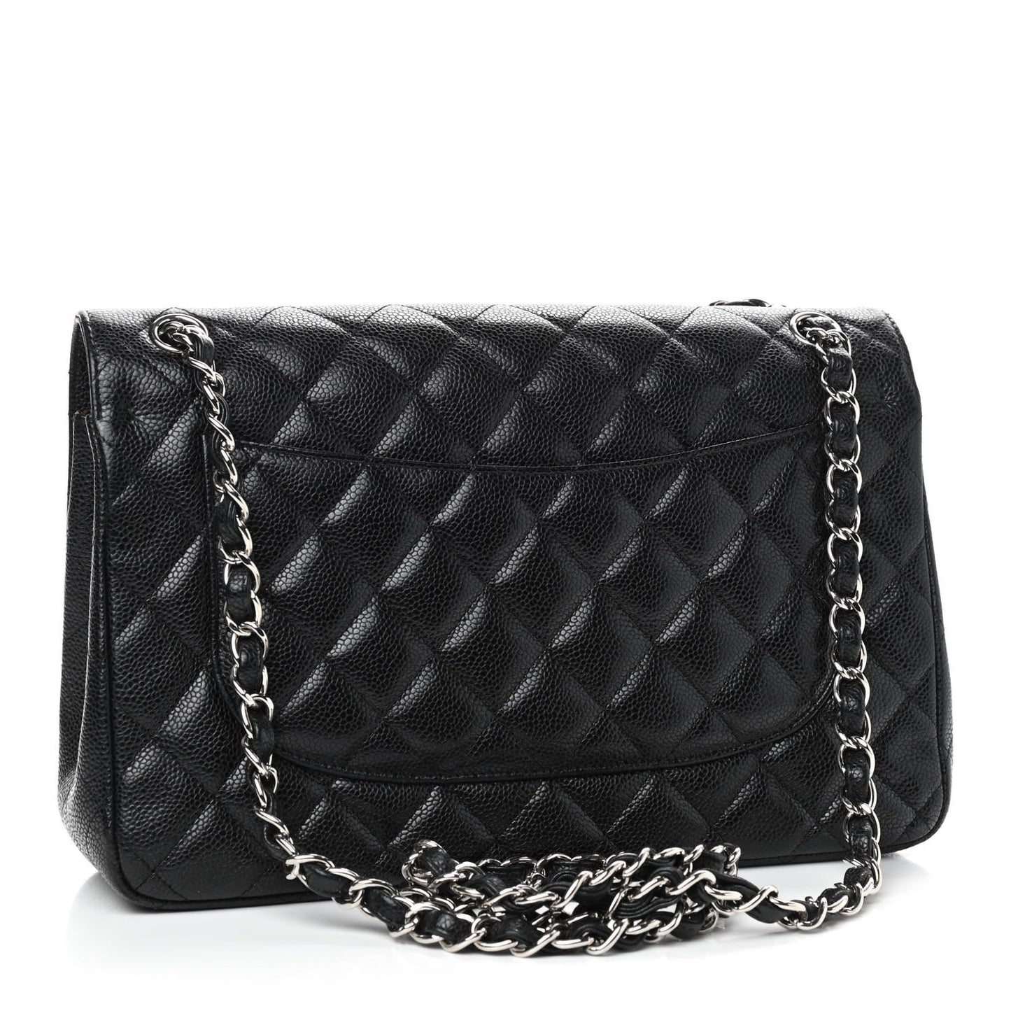 Caviar Quilted Jumbo Double Flap Black