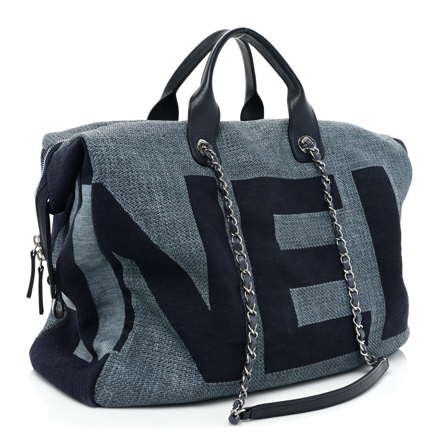 Chanel Canvas Maxi Bowling Bag Blue 3 of 14
