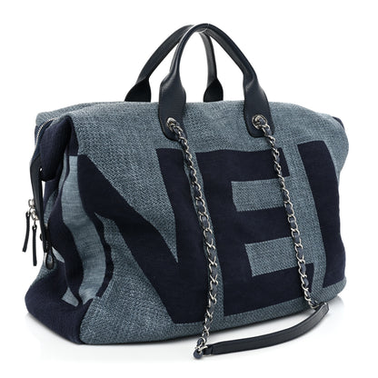 Chanel Canvas Maxi Bowling Bag Blue 3 of 14