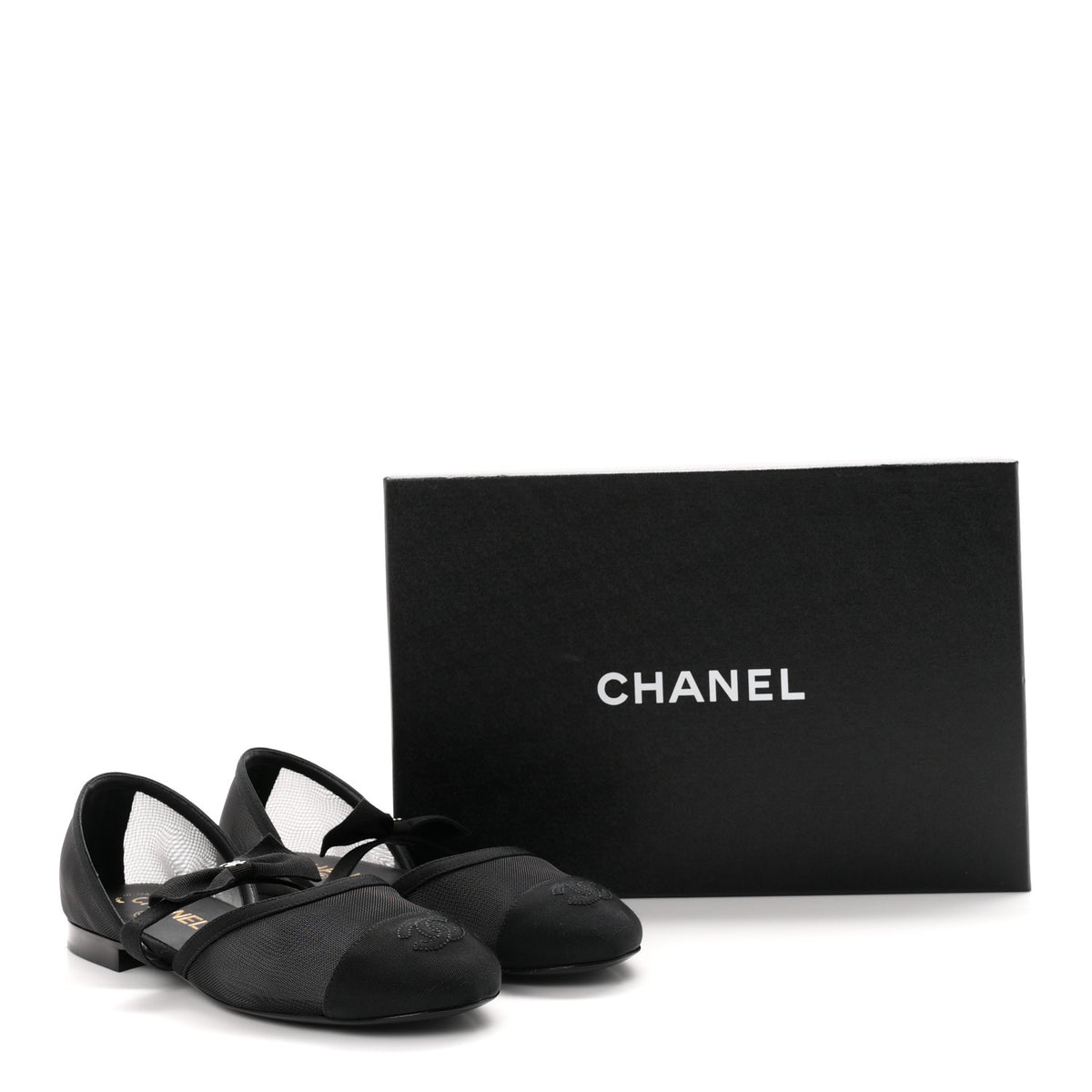 Chanel Mesh Grosgrain Mary Janes Flats 37 Black 10 of 10