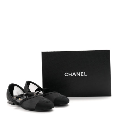 Chanel Mesh Grosgrain Mary Janes Flats 37 Black 10 of 10