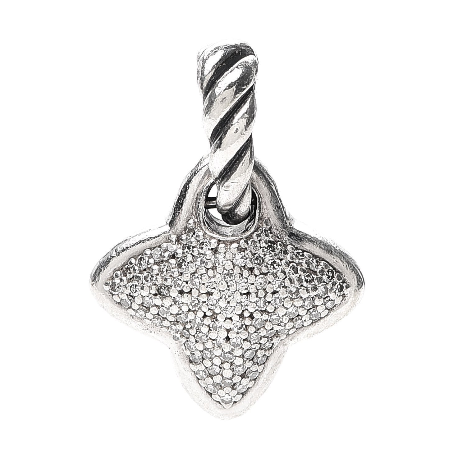 Sterling Silver Diamond Quatrefoil Enhancer Pendant