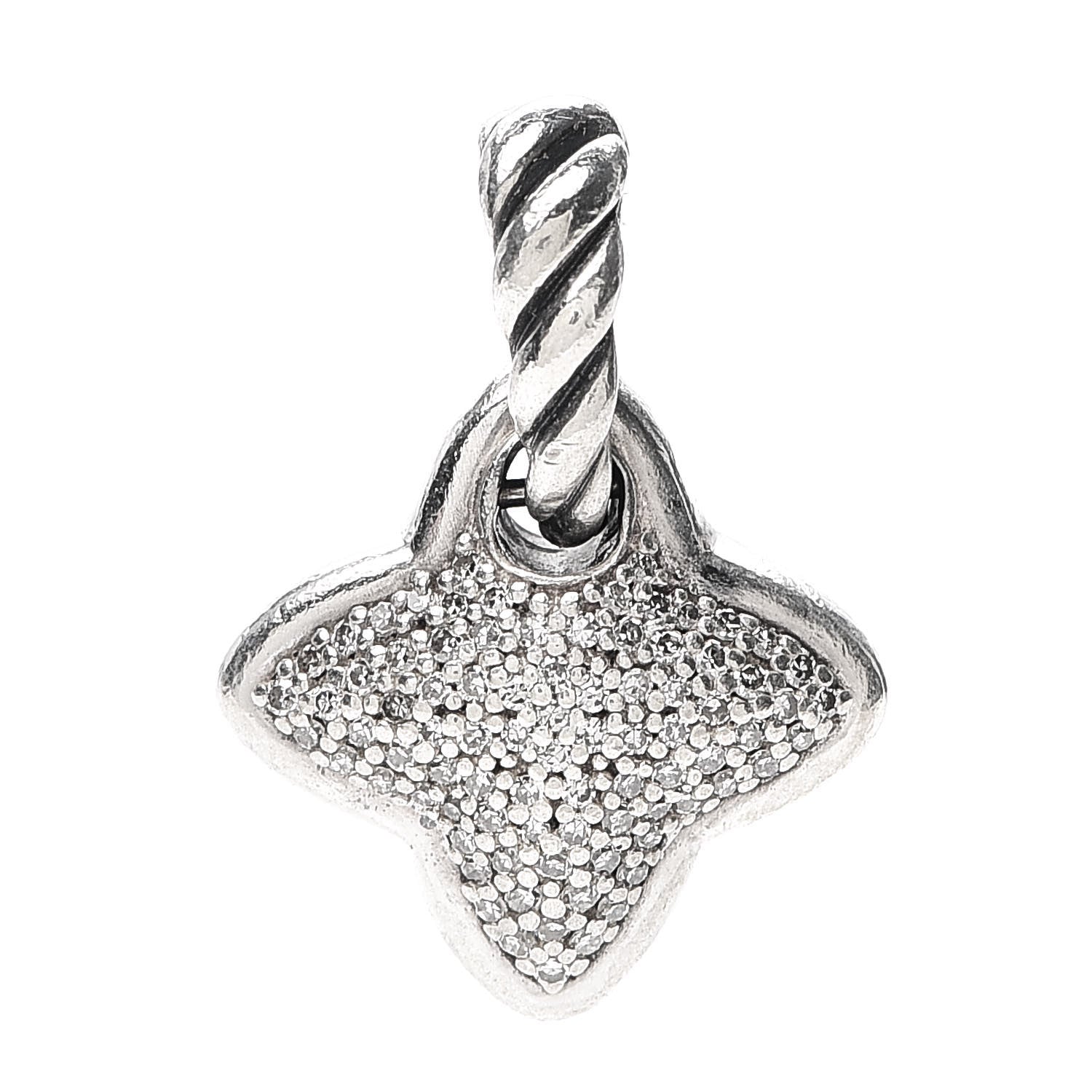 David Yurman Sterling Silver Diamond Quatrefoil Enhancer Pendant 1 of 2