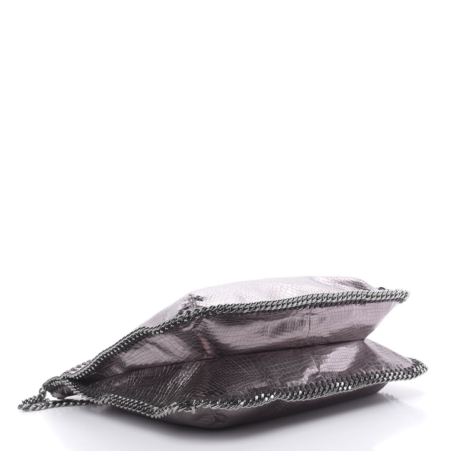 Metallic Snakeskin Print Falabella Tote Ruthenium