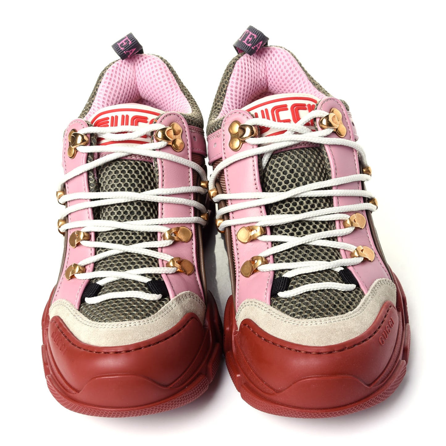 X SEGA Mesh Canvas Calfskin Womens Flashtrek Sneakers 36 Military Oatmeal Carmine Rose Ardesia