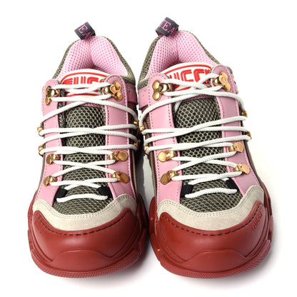 Gucci X SEGA Mesh Canvas Calfskin Womens Flashtrek Sneakers 36 Military Oatmeal Carmine Rose Ardesia 5 of 10