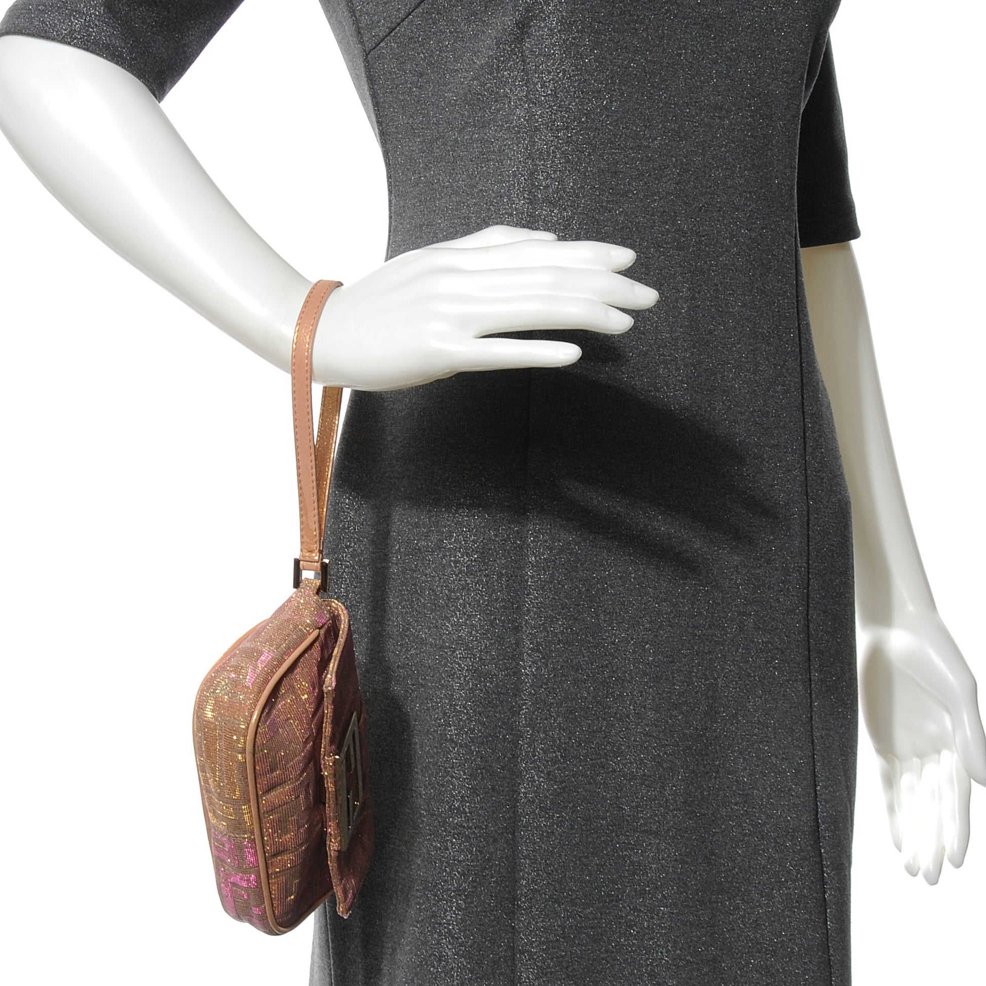 Fendi Metallic Lurex Zucca Wristlet Arancio 2 of 9