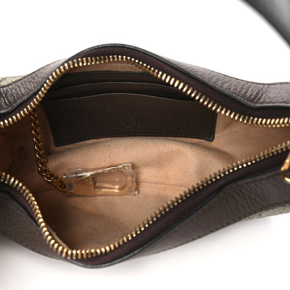 Gucci GG Supreme Monogram Textured Calfskin Web Mini Ophidia Half Moon Hobo Beige Ebony New Acero 4 of 10