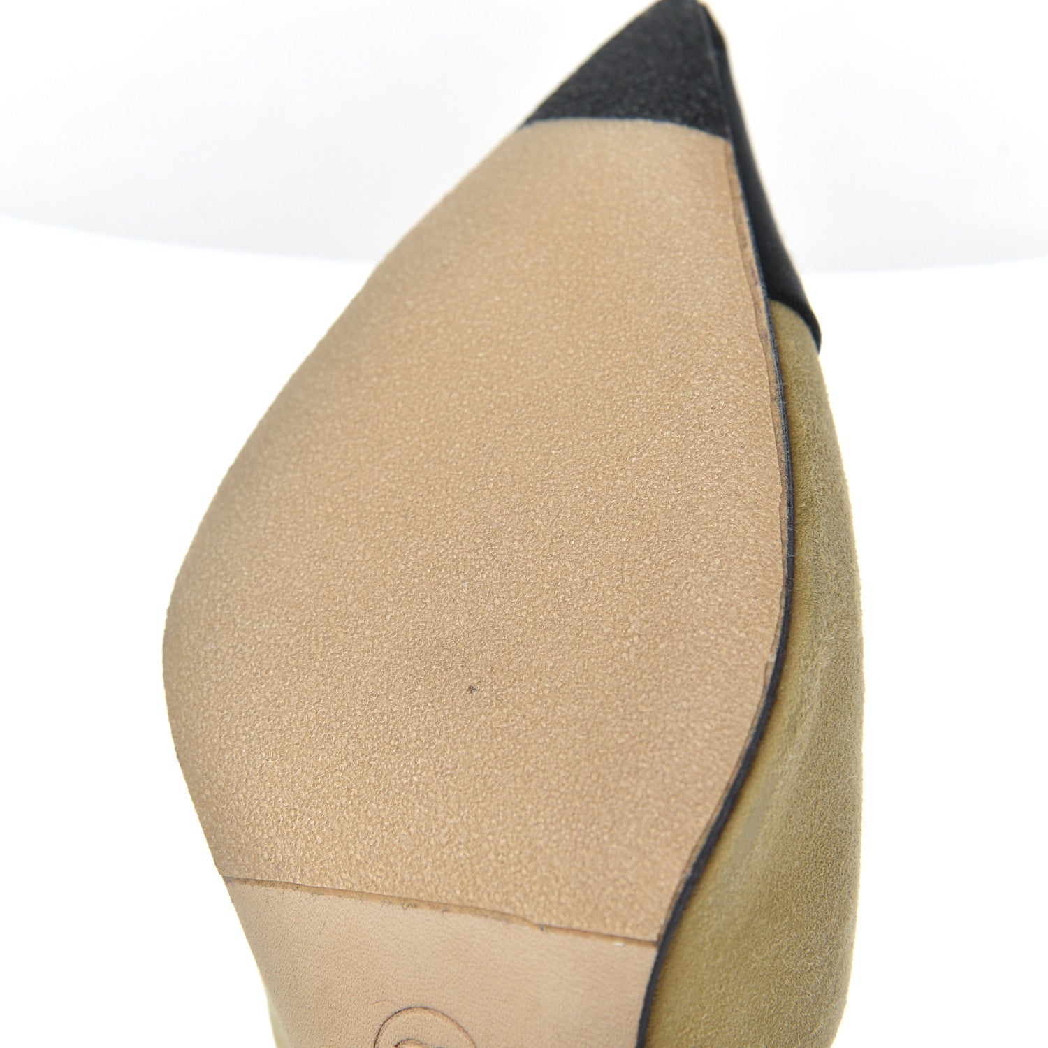 Chanel Suede Grosgrain Cap Toe Snake Pearl Mule 37.5 Beige Black 13 of 14