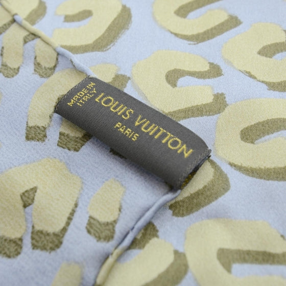 Silk Leopard Scarf Blue