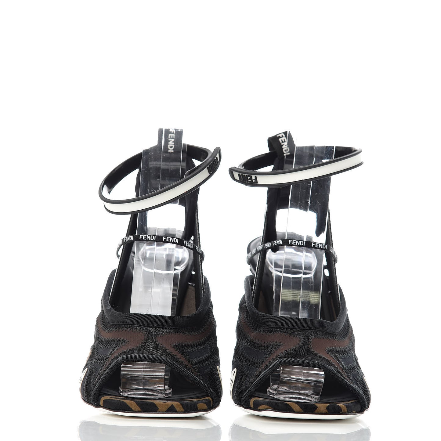 Technical Mesh FF FFreedom Patchwork 105 Peep Toe Sandals 38 Tobacco Black Asfalto