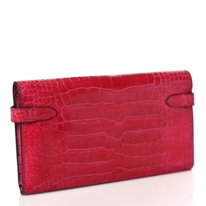 Hermes Shiny Alligator Kelly Tri-Fold Longue Wallet 3 of 11