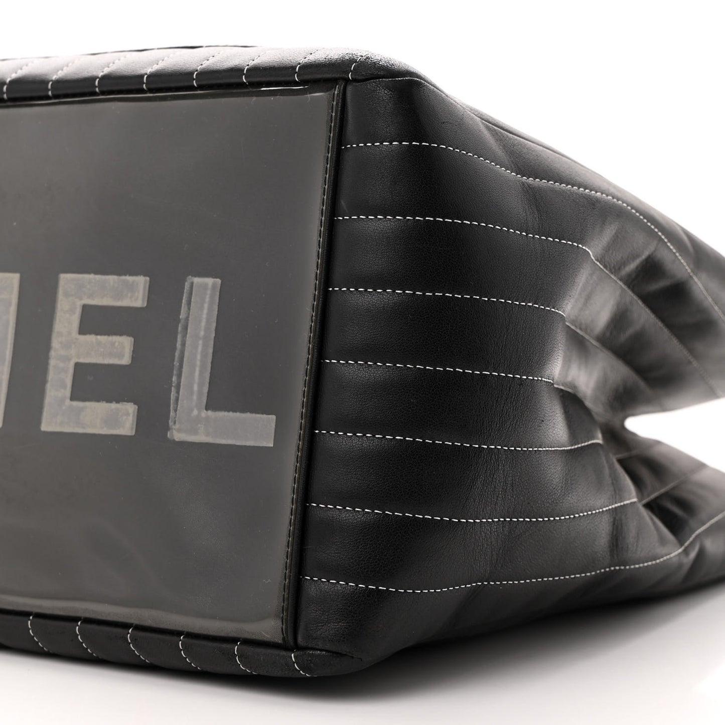 Lambskin Vertical Quilted Large Mademoiselle Tote Black