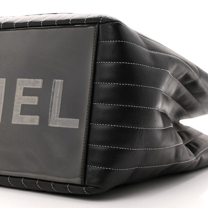 Chanel Lambskin Vertical Quilted Large Mademoiselle Tote Black 10 of 10