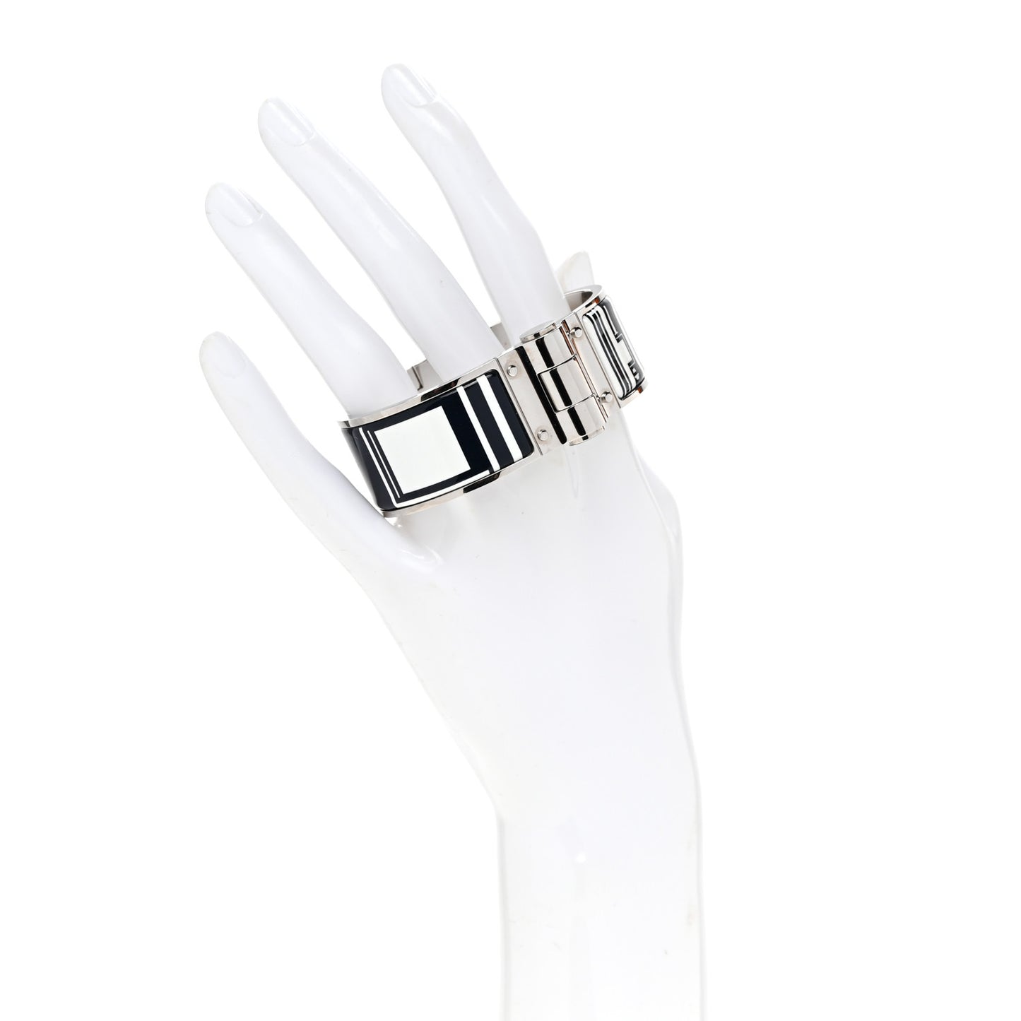 Enamel Printed Wide Les Coupes Tattoo Hinged Bracelet S Positif Negatif