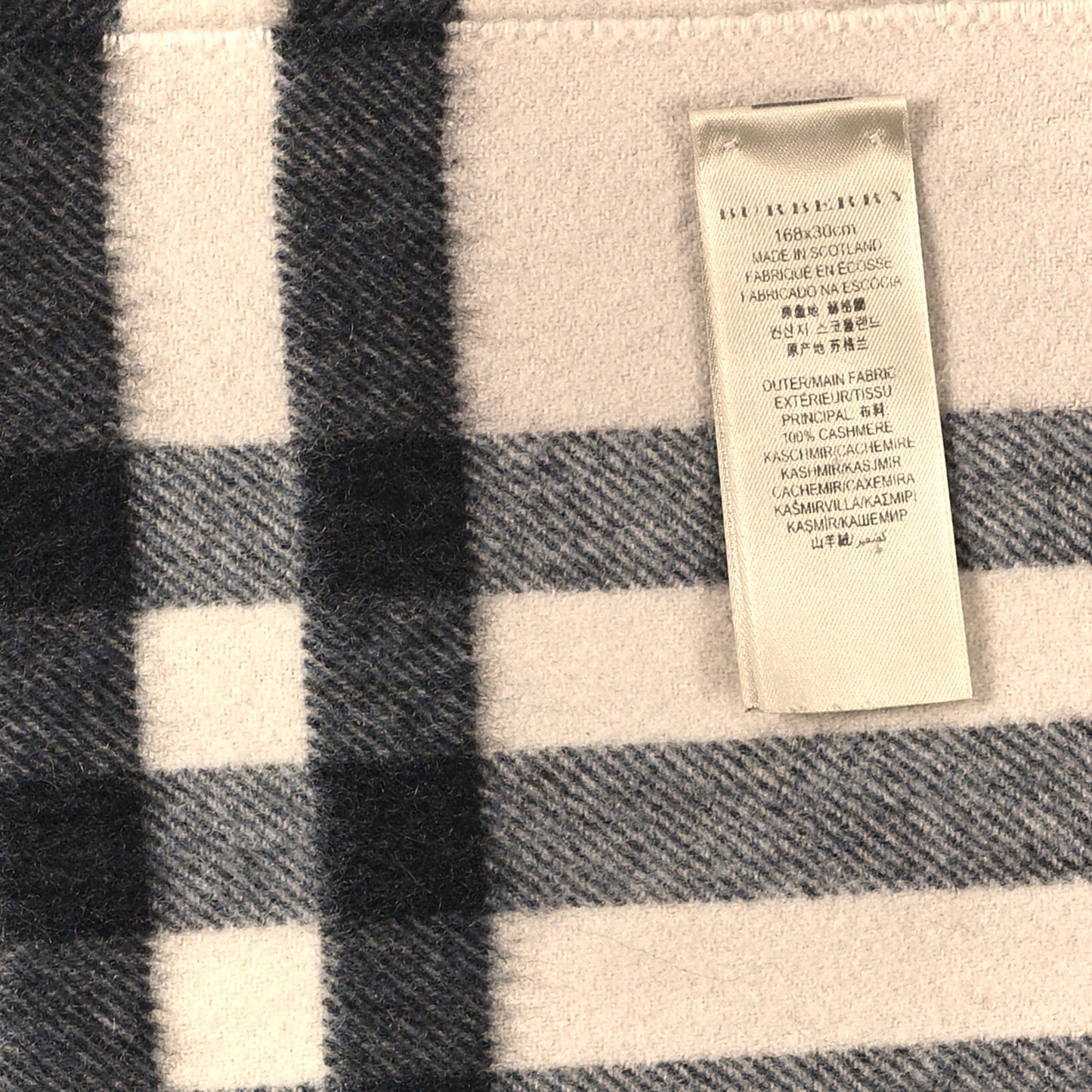 Cashmere House Check Fringe Scarf Beige