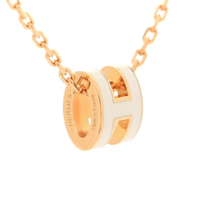 Hermes Lacquered Gold Mini Pop H Pendant Necklace White 5 of 6
