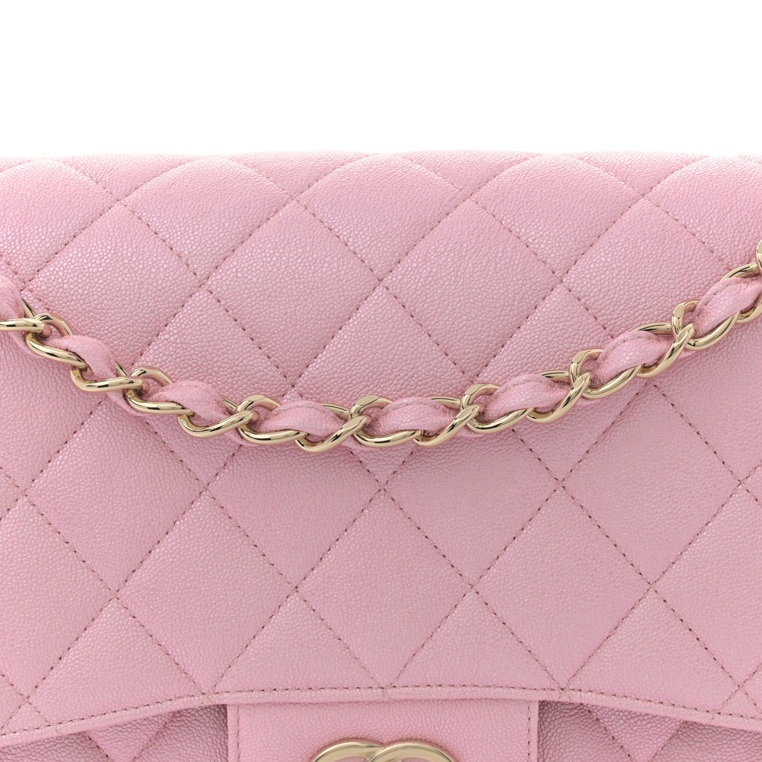 Chanel Iridescent Caviar Quilted Jumbo Double Flap Rose Pink 8 of 10