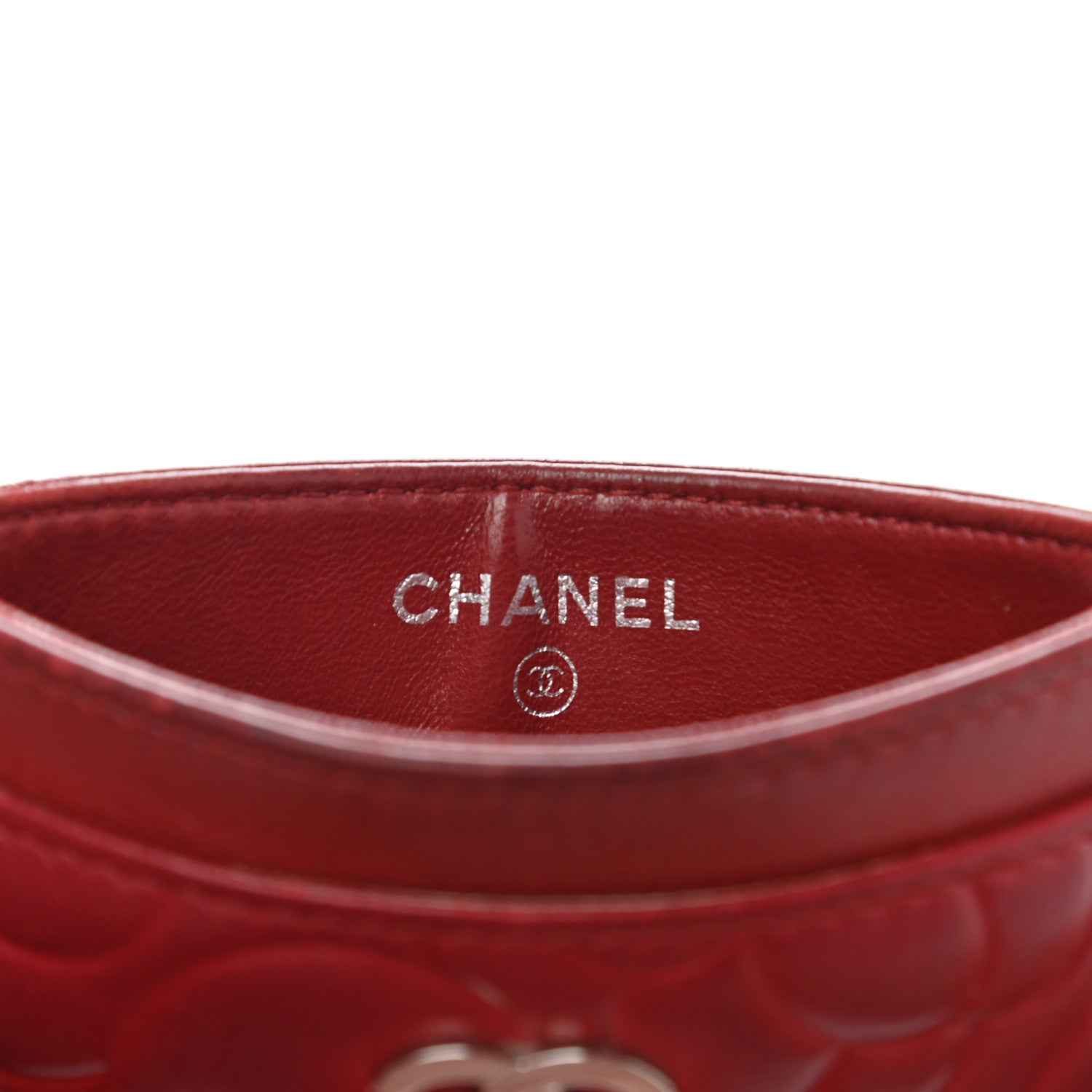Chanel Lambskin Camellia Embossed Card Holder Red 6 of 11