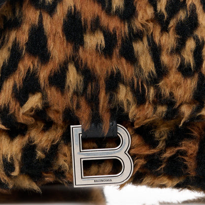 Balenciaga Fleece Leopard Print Small Hourglass Top Handle Bag Brown 9 of 11