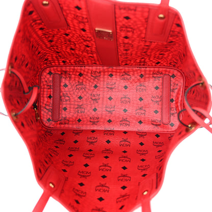MCM Visetos Medium Liz Reversible Shopper Tote Ruby Red 9 of 15