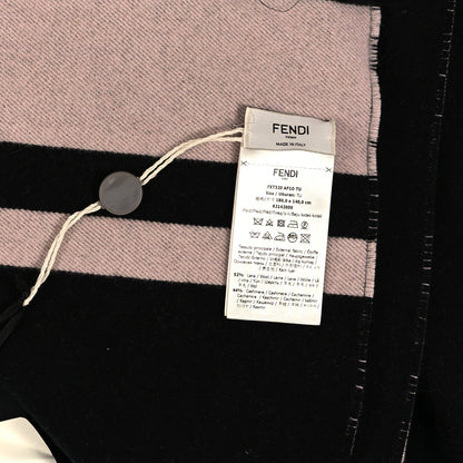 Fendi Wool Cashmere Logo Scarf Pink Black 4 of 4