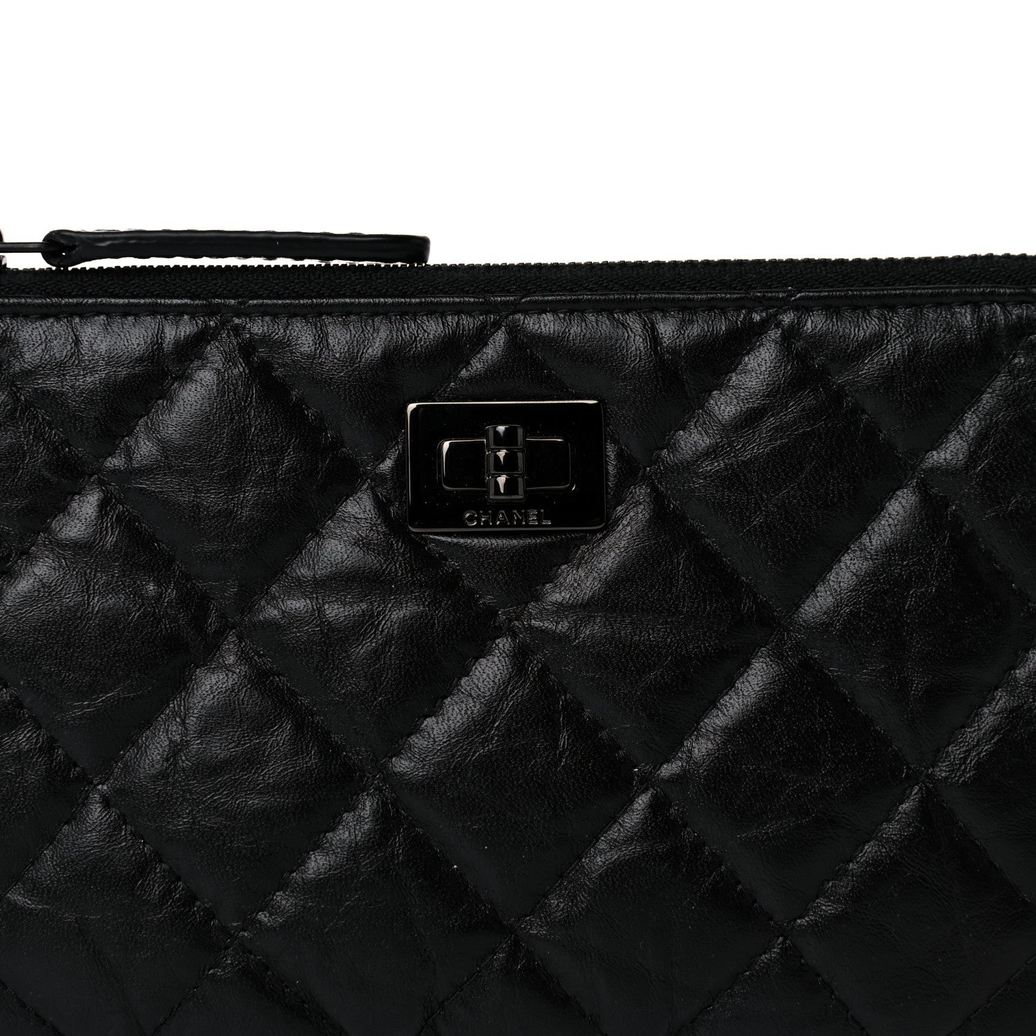 Chanel Aged Calfskin Quilted Small Reissue Cosmetic Case So Black 9 of 11