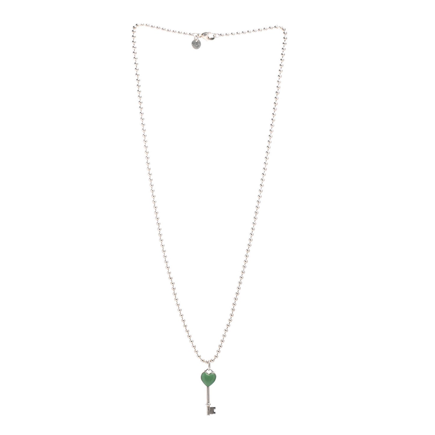 Sterling Silver Enamel Heart Key Pendant Necklace Tiffany Blue