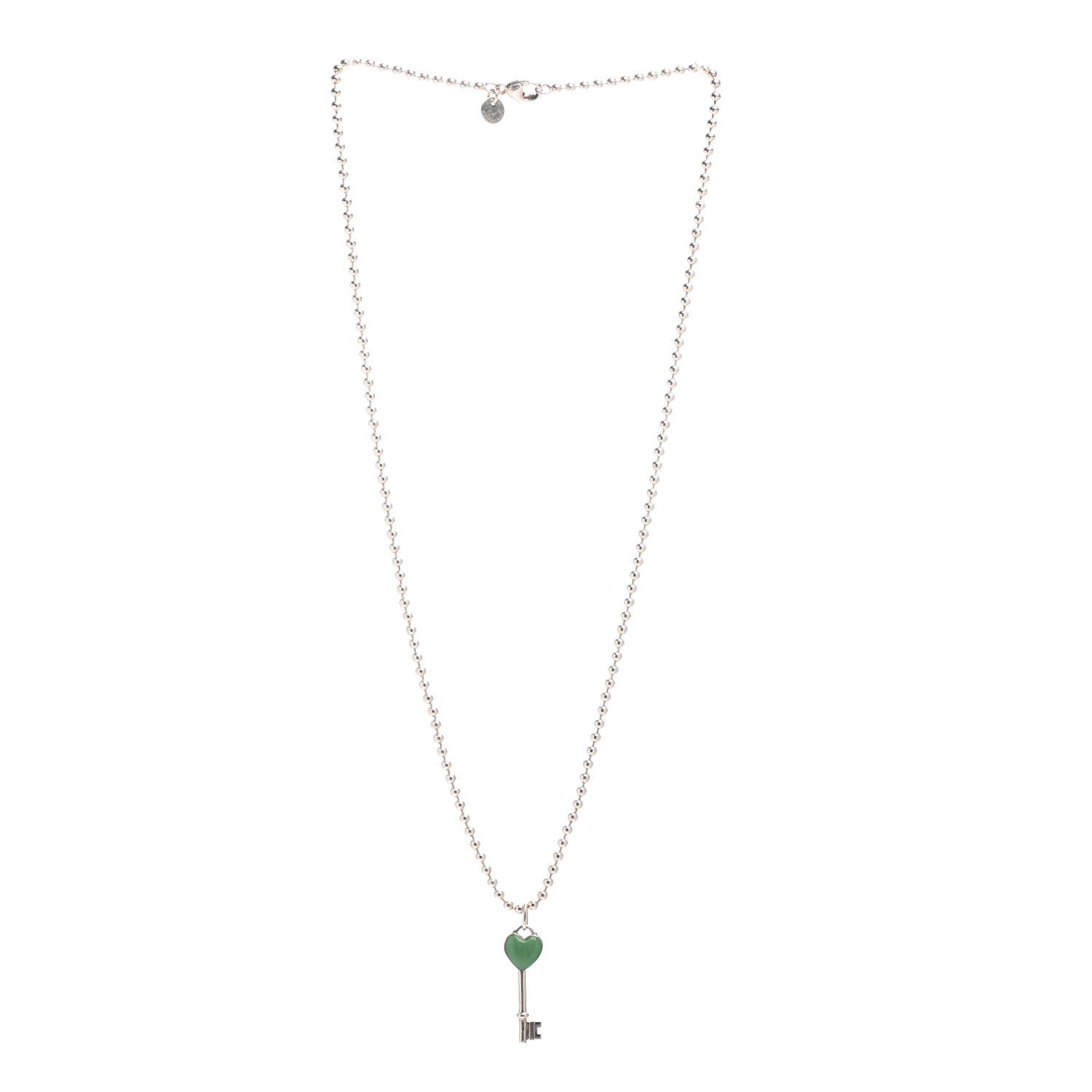 Tiffany Sterling Silver Enamel Heart Key Pendant Necklace Tiffany Blue 2 of 4