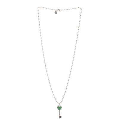 Tiffany Sterling Silver Enamel Heart Key Pendant Necklace Tiffany Blue 2 of 4