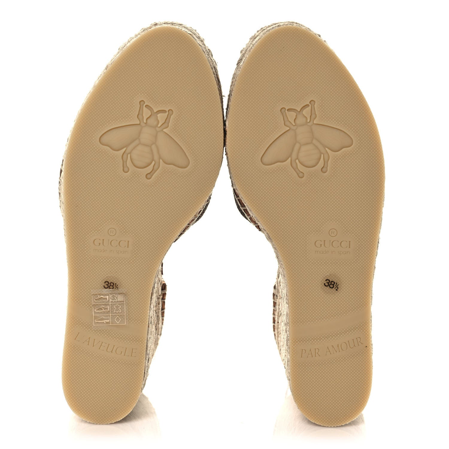 Gucci Lame GG Monogram Pilar SIlk Ankle Wrap Platform Espadrille Wedges 38.5 Brown 5 of 9