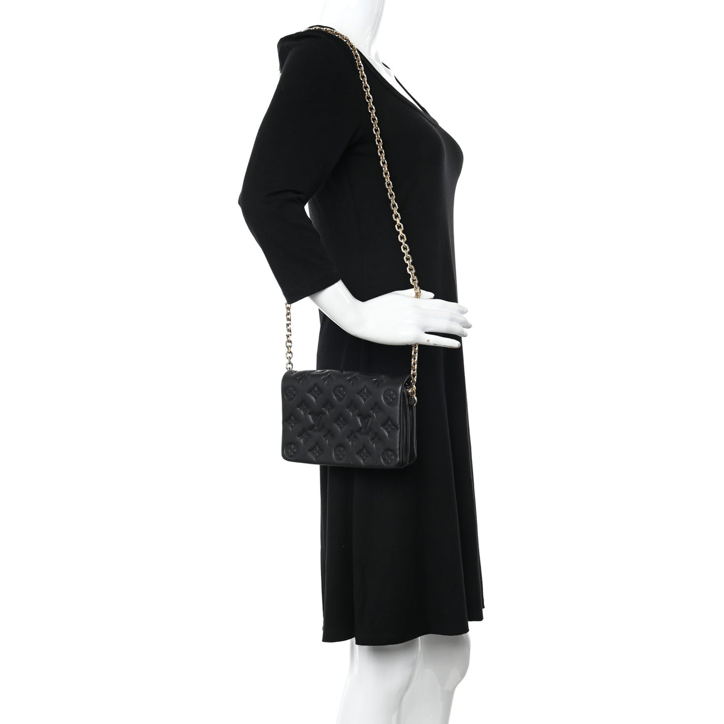 Lambskin Embossed Monogram Pochette Coussin Black
