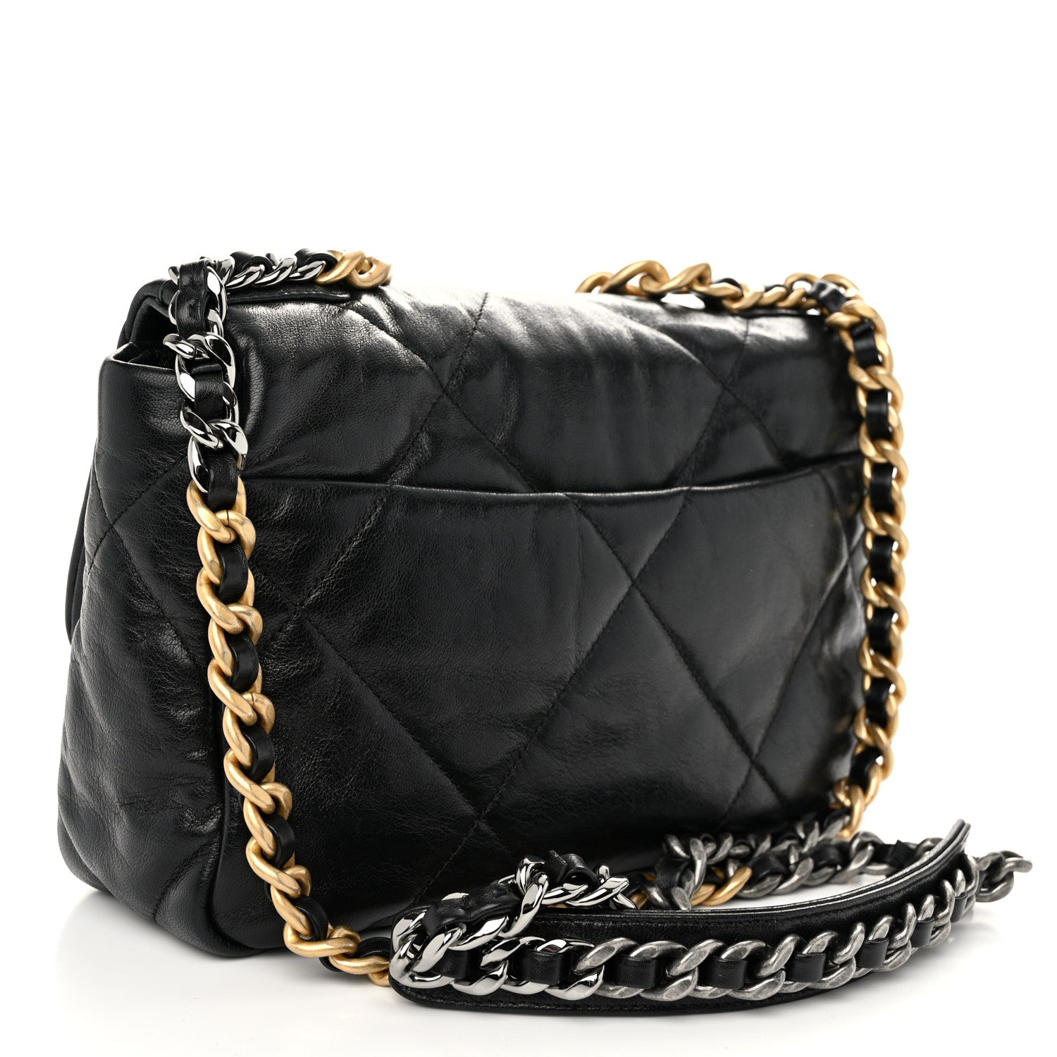 Chanel Shiny Goatskin Quilted Medium Chanel 19 Flap Black 3 of 10