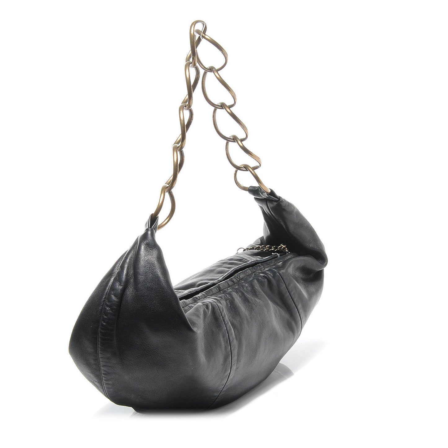 Lambskin Small Chain Hobo Black