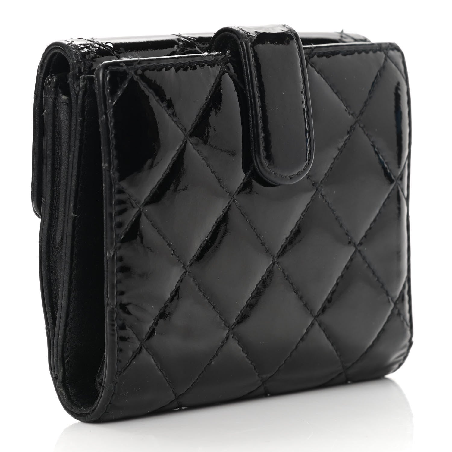 Chanel Patent Quilted Brilliant French Flap Wallet Black 3 of 14