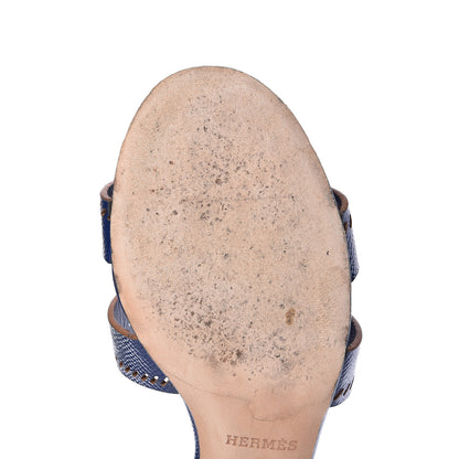 Hermes Patent Epsom Oasis Sandals 36.5 Bleu Saphir 9 of 15