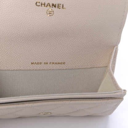 Chanel Caviar Quilted Flap Card Holder Wallet Light Beige 8 of 12