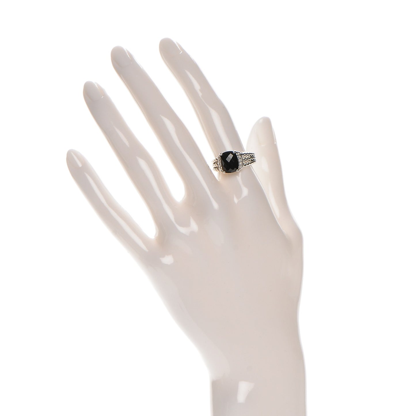 Sterling Silver Diamond Black Onyx 10mm Petite Wheaton Ring 54 6.75