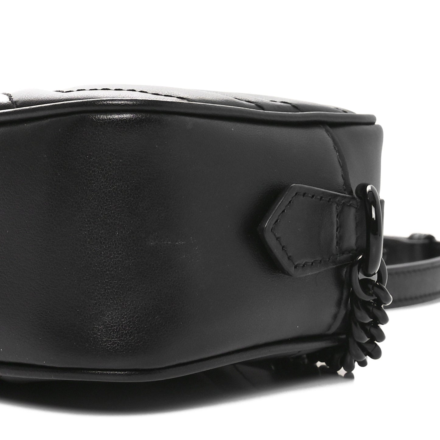 Calfskin Matelasse Monochrome Mini GG Marmont Chain Shoulder Bag Black