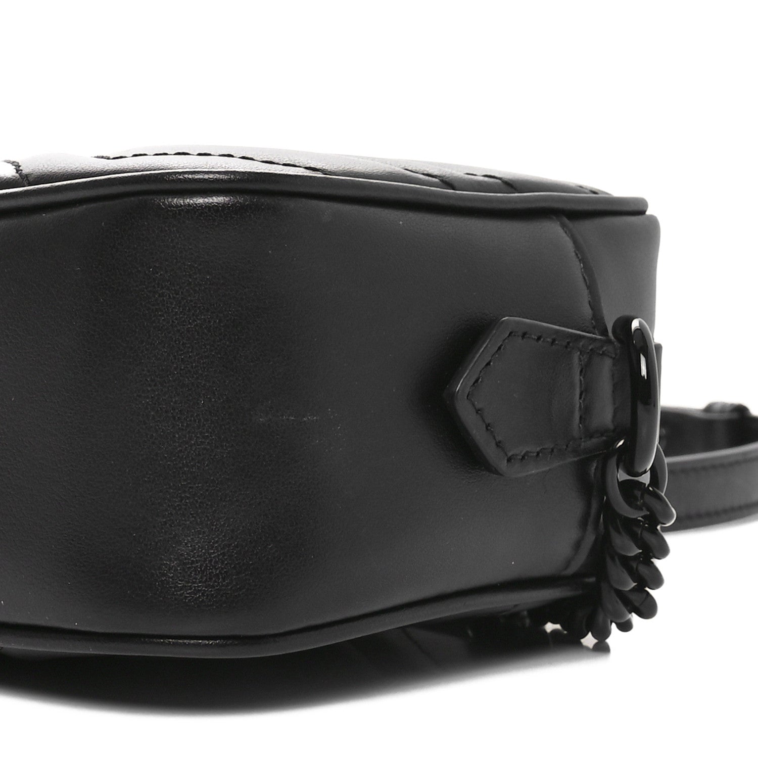 Gucci Calfskin Matelasse Monochrome Mini GG Marmont Chain Shoulder Bag Black 10 of 10