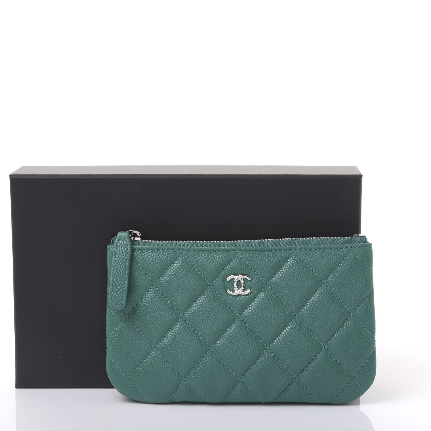 Chanel Caviar Quilted Small Cosmetic Case Green 11 of 11