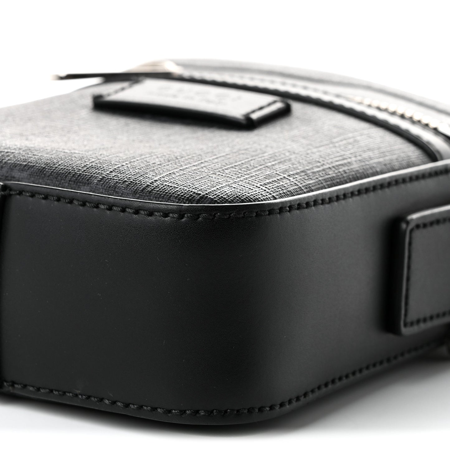 GG Supreme Monogram Appia Calfskin Web Small Camera Messenger Bag Black Grey