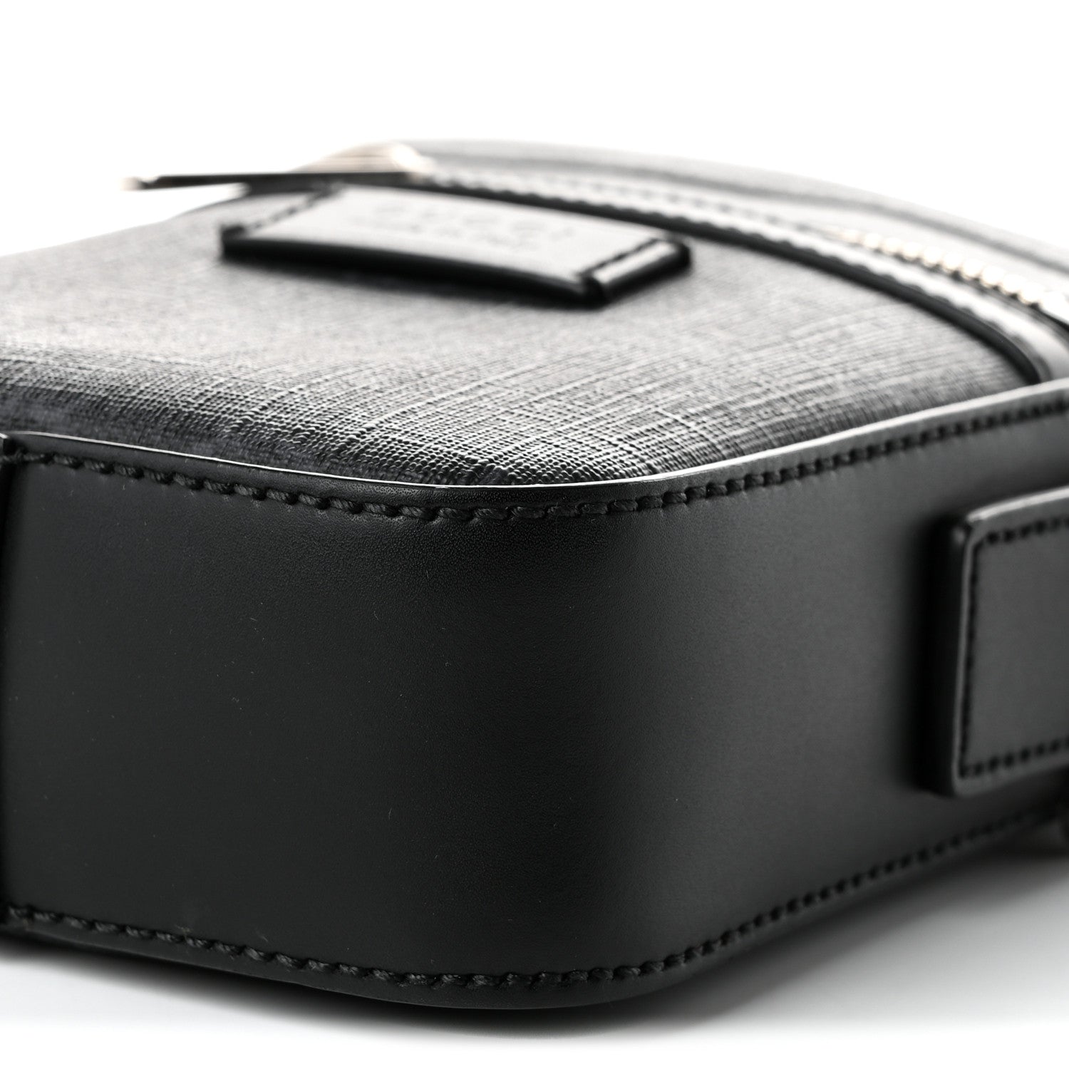 Gucci GG Supreme Monogram Appia Calfskin Web Small Camera Messenger Bag Black Grey 10 of 11